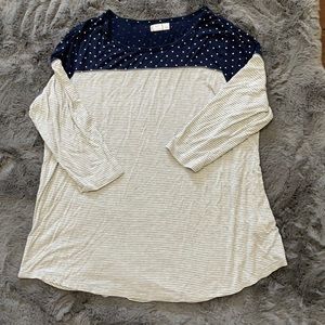 3/$28 Maurices 24/7 Polka Dot/Stripes 3/4 Sleeve T